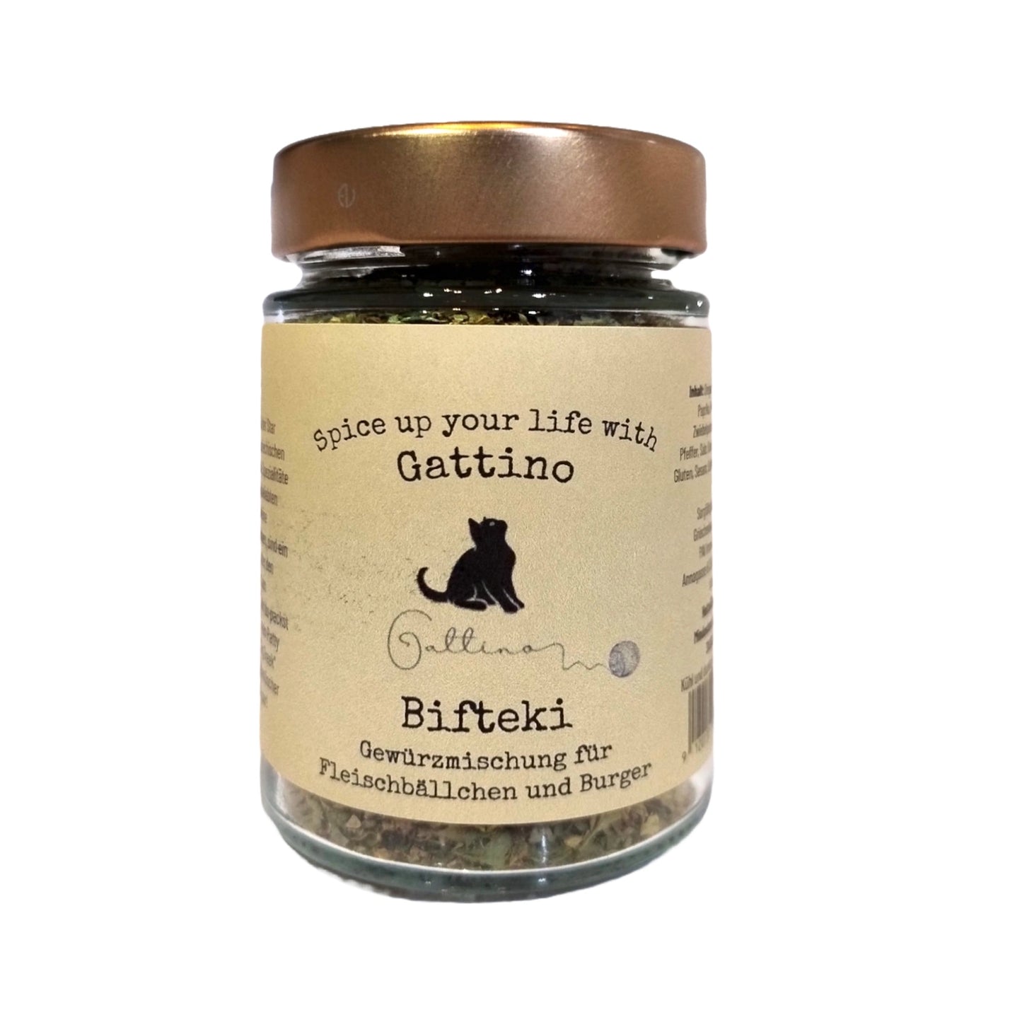 Ein Glas Bifteki Gewürzmischung für Fleischbällchen und Burger von Gattino