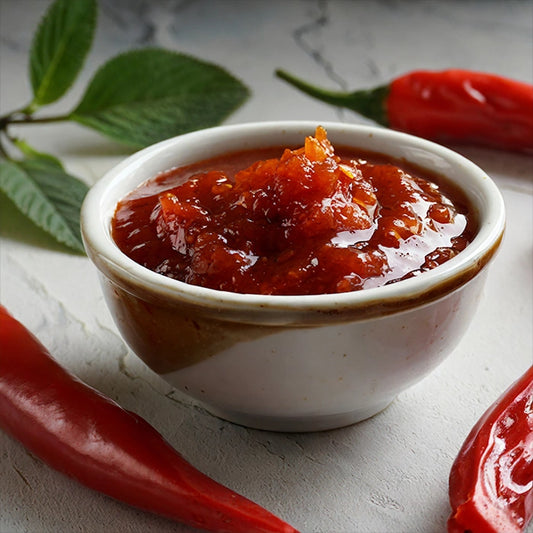 Eine Schale mit Fresh Chili Jam von Tracklements