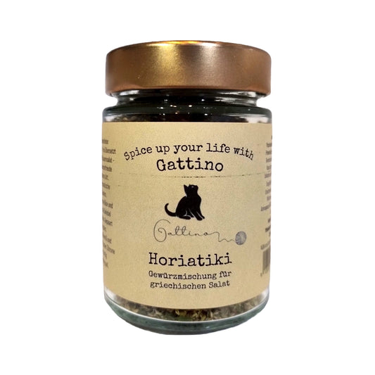 Ein Glas Horiatiki Gewürzmischung für griechischen Salat von Gattino