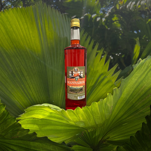 Mannarol Aperitivo Styriano vor Palmenblatt