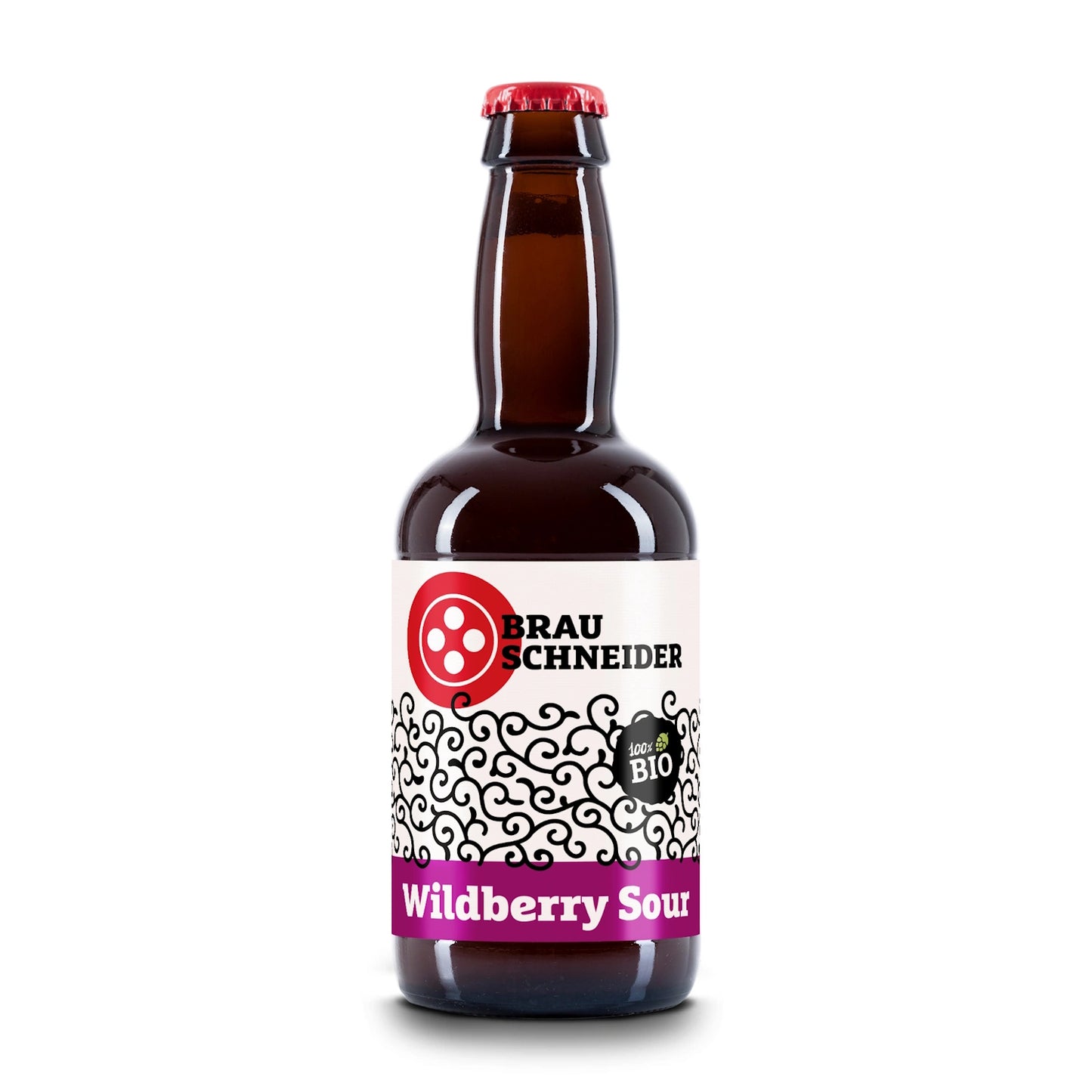 Eine Flasche Brauschneider Wildberry Sour Bier