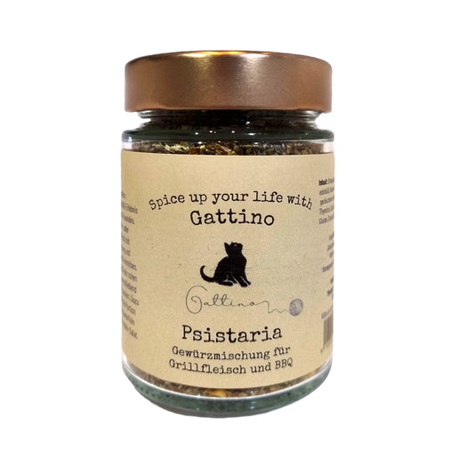 Ein Glas Psistaria Gewürzmischung für Grillfleisch und Barbecue von Gattino