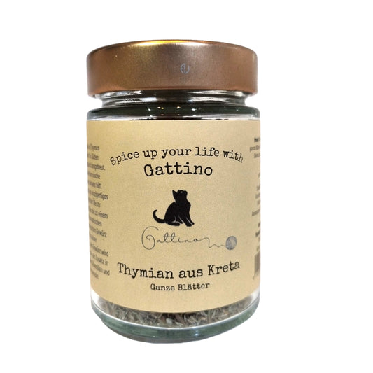 Ein Glas Thymian aus organischem Anbau von Gattino