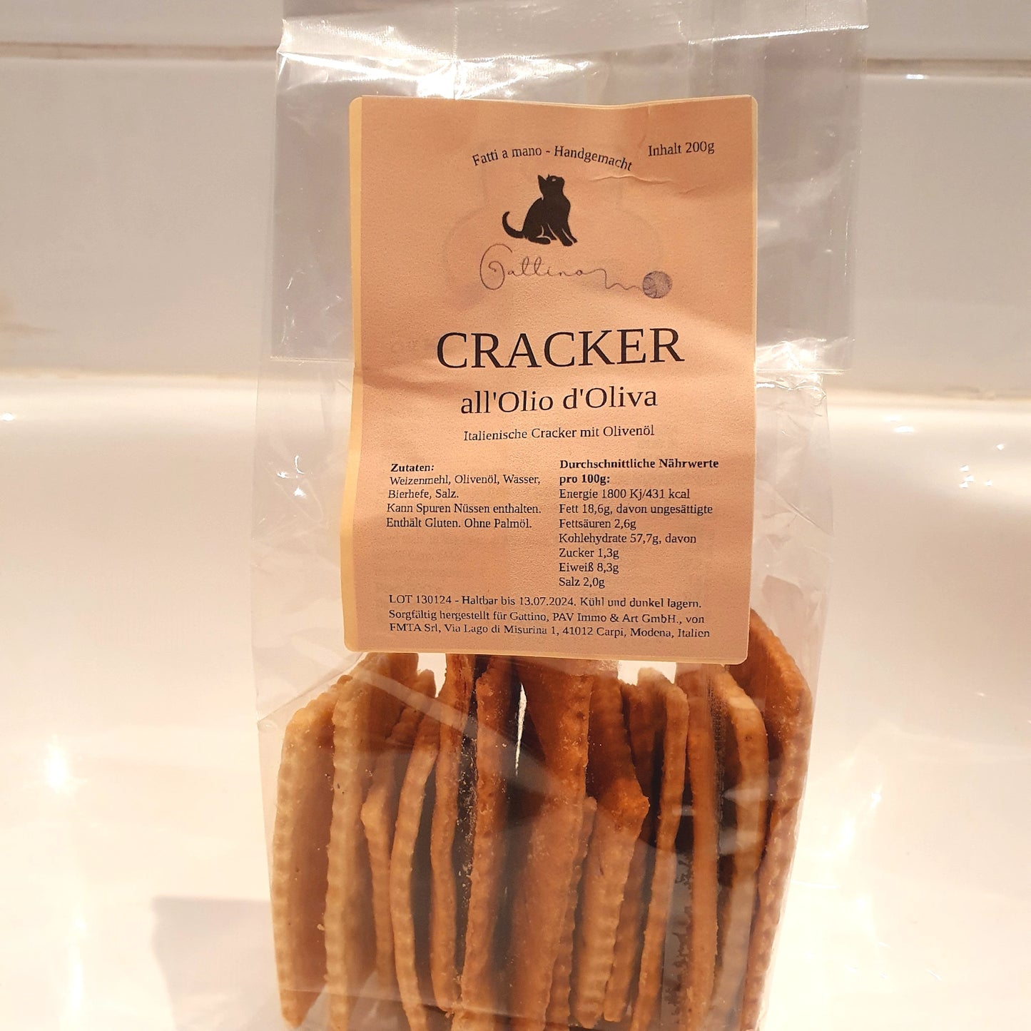 Eine Packung Gattino Cracker all'Olio d'Oliva
